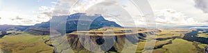 Beautiful view of the Auyantepuy at sunrise. Canaima National Park