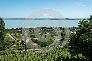 Beautiful view from Badacsony to Lake Balaton