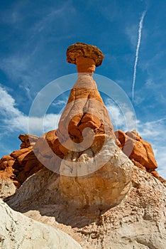 Beautiful view of badland and hoodoos at toadstool hoodoos site, Utah, USA