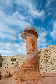 Beautiful view of badland and hoodoos at toadstool hoodoos site, Utah, USA