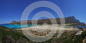 Beautiful view of Balos beach on Crete island, Greece. Crystal clear water and white sand