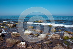 Beautiful view of the Baltic Sea. Beach and stones. KÃ¶nigsberg