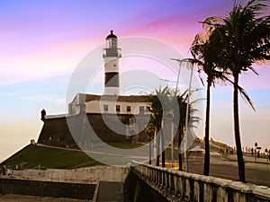 Beautiful view of Barra Lighthouse in Salvador Bahia Brazil photo