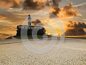 Beautiful view of Barra Lighthouse in Salvador Bahia Brazil photo