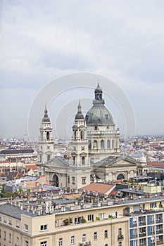 Beautiful view of the Basilica of Saint Stephen and the historic center of Budapest