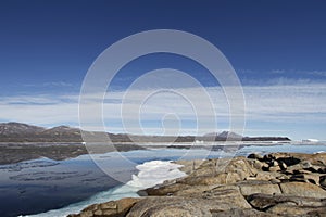 Beautiful view of the bay at Qikiqtarjuaq, Nunavut