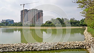 Beautiful view of BBMP Kalena Agrahara Lake. Spread across seven acres with freshwater, thick greenery lake