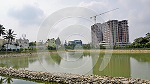 Beautiful view of BBMP Kalena Agrahara Lake. Spread across seven acres with freshwater, thick greenery lake