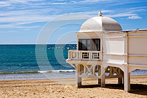 Beautiful view of a beach in Cadiz at sunny day photo