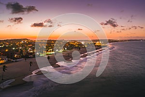 Beautiful view of the beach of Cumbuco, under the sunset captured in Fortaleza, Brazil