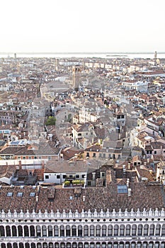 Beautiful view from the bell tower of the Campanella to the Museum Correr and the panorama of the city in Venice photo