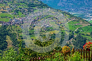 Beautiful view of Bisse of Vex in Veysonnaz, Valais, Switzerland photo