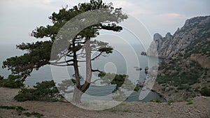 Beautiful view of Blue bay from cape Kapchik in Crimea