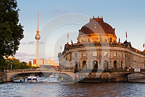 Beautiful view of the Bode Museum and Berlin TV tower