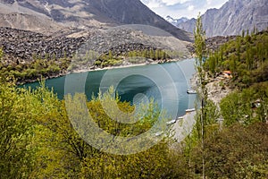 Beautiful view at Borith Lake Near Passu Glacier in Pakistan