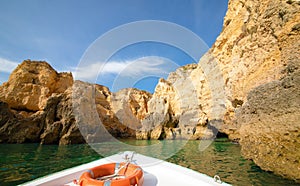 Beautiful view from bow of yacht at seaward.Copy space