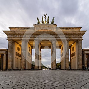 Beautiful view of the Brandenburg Gate, Berlin, Germany, at dusk in a moment of tranquility