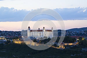 Beautiful view of the Bratislava castle on the banks of the Danube in the old town of Bratislava, Slovakia