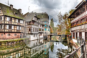 Beautiful view of bridge and buildings in Strasbourg, France