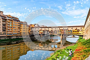 Beautiful view of bridge Ponte Vecchio, Florence, Italy