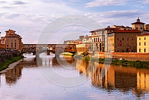 Beautiful view of bridge Ponte Vecchio, Florence, Italy