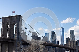 Beautiful View of the Brooklyn Bridge and the Lower Manhattan Skyline in New York City