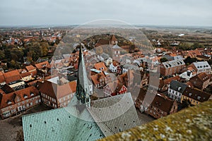 Beautiful view of the buildings of the oldest town in Ribe, Denmark