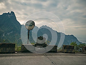 Beautiful view on the bus on tongtian road moving from tianmen mountain heaven gate cave