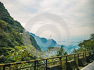 Beautiful view on the bus on tongtian road moving from tianmen mountain heaven gate cave on tianmen mountain national park