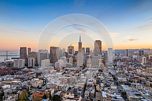 Beautiful view of business center in downtown San Francisco