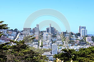 Cityscape of San Francisco and skyline of downtown in dusk. California, USA