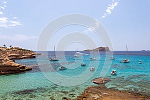 Beautiful view of Cala Escondida. Ibiza, Balearic Islands. Spain photo