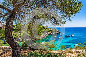 Beautiful view of Cala Pi bay Majorca Spain Mediterranean Sea