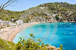 Beautiful view in Cala Sant Vicent, Ibiza, Islas Baleares, Spain