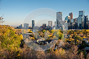 Beautiful view of Calgary\'s cityscape in fall
