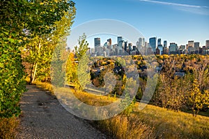 Beautiful view of Calgary\'s cityscape in fall