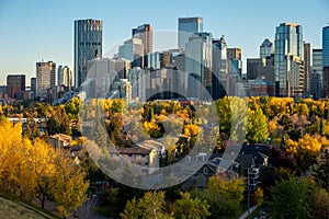 Beautiful view of Calgary\'s cityscape in fall