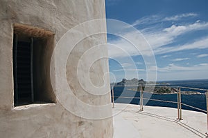 Beautiful view of calm sea and rocks from a dock, Marseille, France