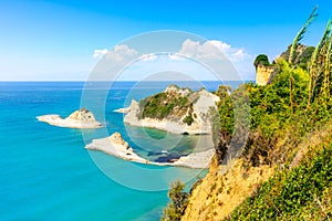 Beautiful view of Cape Drastis in Corfu in Greece