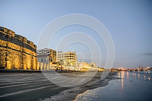 Beautiful view of the Castle and beach in Larnaka, Cyprus