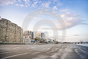 Beautiful view of the Castle and beach in Larnaka, Cyprus