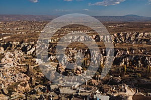 Beautiful view from the castle on the city of Uchisar, Cappadocia, Turkey