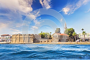 Beautiful view of the castle of Larnaca, on the island of Cyprus photo