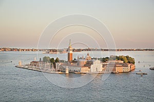 Beautiful view of the Cathedral of San Giorgio Maggiore, on an island in the Venetian lagoon, Venice, Italy