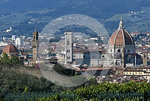 Beautiful view of the Cathedral of Santa Maria del Fiore in Florence in spring. Italy