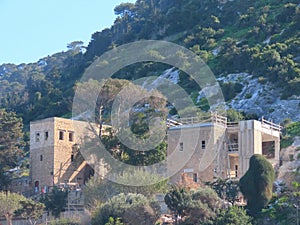 Beautiful view of the cave of the prophet Elijah and Mount Carmel in Haifa, Israel.