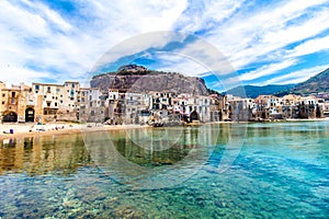 View of cefalu, town on the sea in Sicily, Italy