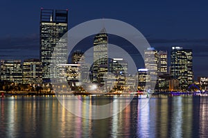 Beautiful view of central Perth at blue hour, Western Australia