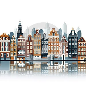 Beautiful view of the chanels in the capital Dutch city Amsterdam, with traditional bridges and old-fashioned houses