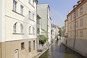 Beautiful view of the Chertovka River in Prague